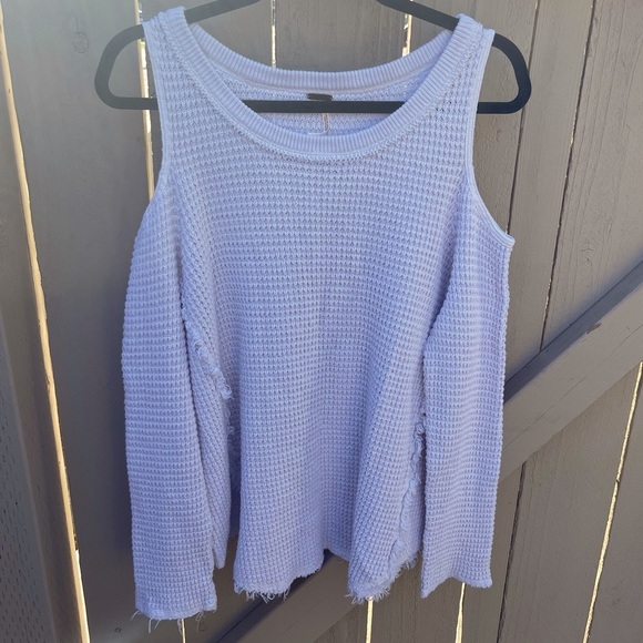 Free People Sunrise Cold Shoulder Knit Cream Sweater Top NWOT - Picture 3 of 11